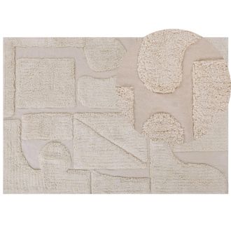 Beliani Beliani - Alfombra De Algod&oacute;n Beige Patr&oacute;n Abstracto 160 X 230 Cm Acolchada Mullida Sala De Estar Dormitorio Diyadin