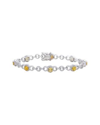 Suzy Levian Silver 3.86 Ct. Tw. Diamond & Yellow Sapphire Tennis Bracelet