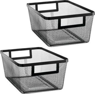 mDesign Metal Mesh Pantry Basket with Handles - Set of 2 - Matte Black at Nordstrom