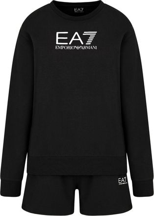 Emporio Armani logo-print track shorts - women - Cotton/Elastane - M - Black