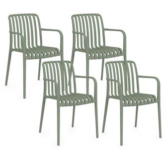 IDMarket Set di 4 sedie da giardino impilabili in polipropilene verde BILBAO