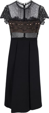 Self Portrait Felicia Embroidered Lace Midi Dress in Black Polyester