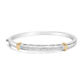House of Brilliance 14K Two-Toned Gold Princess Cut Diamond Fashion Bangle in Yellow at Nordstrom