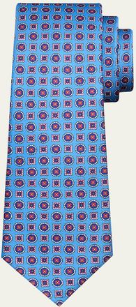Kiton Mens Medallion Silk 7-Fold Tie