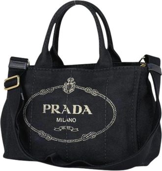 Prada Pre-owned Canapa Tote Bag - Dames - Vintage Shopper - Zwart - ONE Size - Vintage