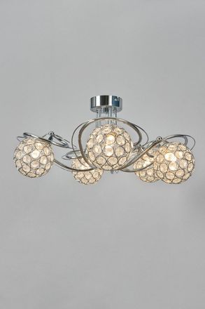BHS Large Orianna Flush Ceiling Light in Metallic Silver