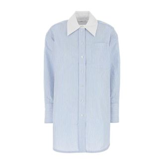 Co Geborduurde Oversized Poplin Shirt - Dames - Overhemden - Blauw - S - Overhemden