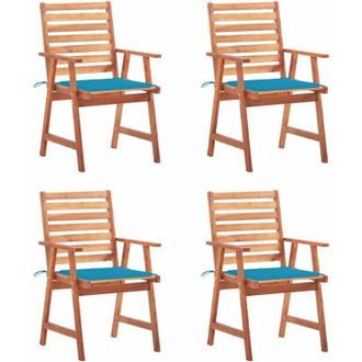 vidaXL Vidaxl - Sillas Comedor De Jard&iacute;n Y Cojines 4 Uds Madera Maciza Acacia