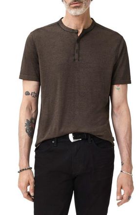 John Varvatos Duke Short Sleeve Henley in Teakwood at Nordstrom, Size Xx-Large