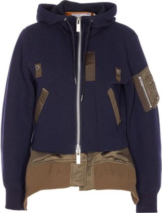 sacai Hoodie-Style Sweater With Navy And Olive Accents
