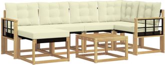 vidaXL Conjunto De Sof&aacute;s De Exterior 7 Uds. Blanco Y Crema Vidaxl