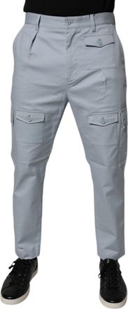 Dolce & Gabbana Light Blue Cotton Cargo Tapered Mens Pants