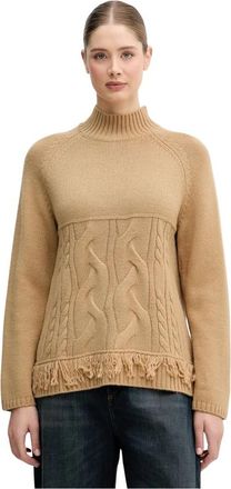 Benetton Trui met Halve Col - Dames - Coltruien - Bruin - M - Wol - Truien & Vesten