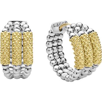 Lagos Caviar Bar Huggie Hoop Earrings in Silver/Gold at Nordstrom
