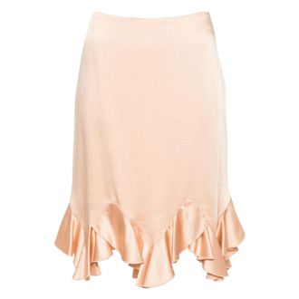 Stella McCartney Gerimpelde Satijnen Midi Rok - Dames - Korte rokken - Roze - XS - Satijn - Rokken