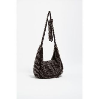Bimba & Lola Small Beaded Crochet Bag in Chocolate at Nordstrom