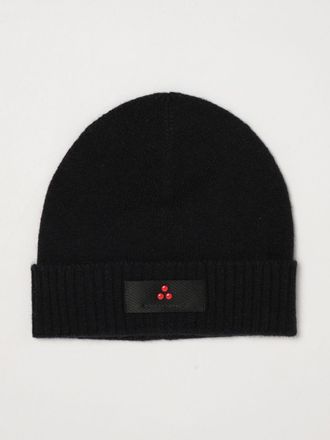 Peuterey Berretto beanie in misto lana a costine con risvolto e logo applicato