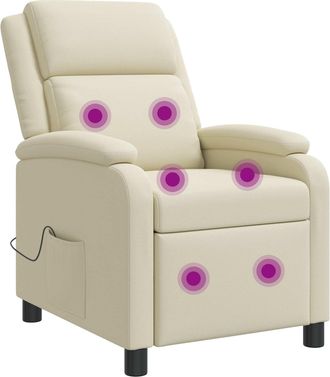 vidaXL Silla De Masajes Reclinable Crema Cuero Sint&eacute;tico Vidaxl