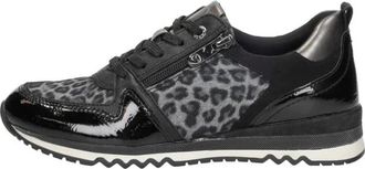 Marco Tozzi Sneakers Laag - Dames - Sneakers - Zwart - 41 EU - Leer - Schoenen