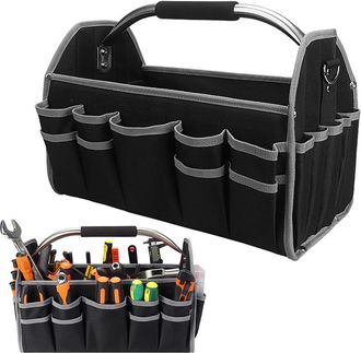 OEM Bolsa De Herramientas Flexible, 40,6 Cm, Plegable, Impermeable, Con Correa De Hombro Ajustable Y 16 Bolsillos Exteriores