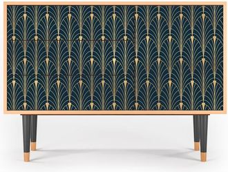 StoryZ Aparador azul y amarillo 3 cajones y 1 puerta L 115 cm