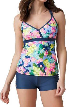 Free Country Blooms Macrame Back Tankini Top In Wisteria
