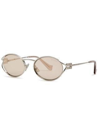 Miu Miu Oval-frame Sunglasses - Silver - One Size