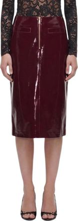 Self Portrait Midi kokerrok van imitatieleer - Dames - Rokken - Paars - Maat: XS Leer