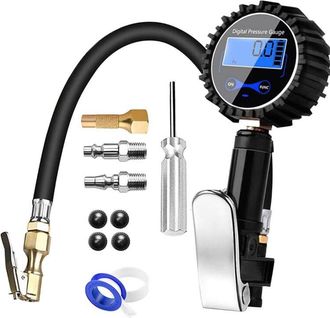 OEM Man&oacute;metro Digital Para Neum&aacute;ticos, Compresor De 200 Psi, Inflador Con Pantalla Lcd Digital Y M&uacute;ltiples Accesorios Para Coche, Motocicleta, Bicicleta Y