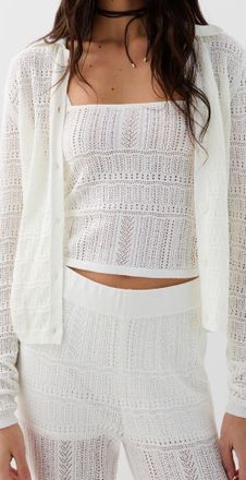Scalpers Pointelle White Cardigan at Nordstrom, Size Medium Eu