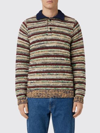 sacai Striped Cotton Knit Polo Shirt