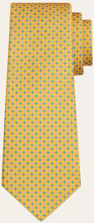 Kiton Mens Micro-Geometric Silk 7-Fold Tie