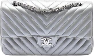 Chanel Pre-owned Classic Double Flap Shoulder Bag - Dames - Vintage Schoudertas - Grijs - ONE Size - Leer - Vintage