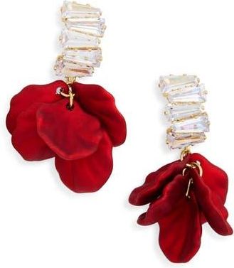 Eye Candy Los Angeles Carla Cubic Zirconia Rose Petal Drop Earrings in Red at Nordstrom Rack