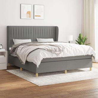 vidaXL Vidaxl - Cama Box Spring Con Colch&oacute;n Tela Gris Oscuro 160x200 Cm