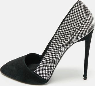Giuseppe Zanotti Black Suede Crystal Embellished Pumps
