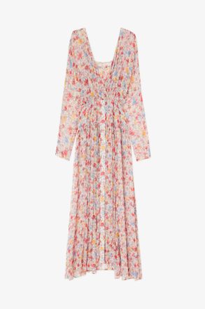 Ganni Mixed Dress in Floral Silk - Size 10/12 Organic Wool