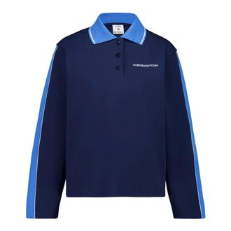Casablanca Round-neck Knitwear, female, Blue, Size: XS Punto Polo Collared Sweatshirt