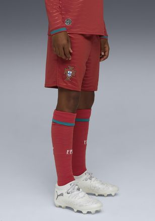 Puma Trainingsshorts PUMA FPF SHORTS REPLICA JR, Damen, Gr. 128, N-Gr, club rot, gr&uuml;n lagoon, Web, Obermaterial: 100% Polyester, unifarben, regular fit kni