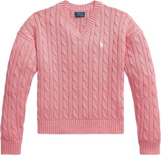 Ralph Lauren Desert Rose V-Neck Trui - Dames - V-hals truien - Roze - M - Katoen - Truien & Vesten