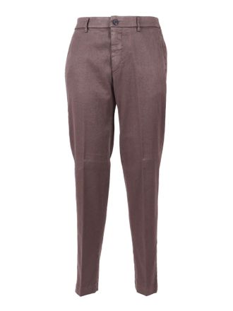 PESERICO Tailored Brown Textured Straight-Leg Pants