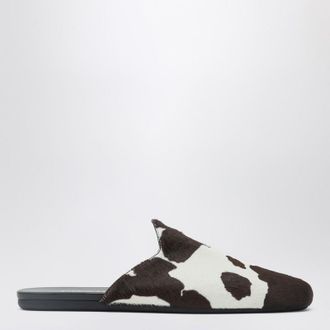 Prada White/dark brown mules with animal print