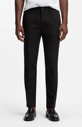 BOSS Kaiton Slim Fit Flat Front Stretch Cotton Blend Dress Pants in Black at Nordstrom, Size 32 X 32