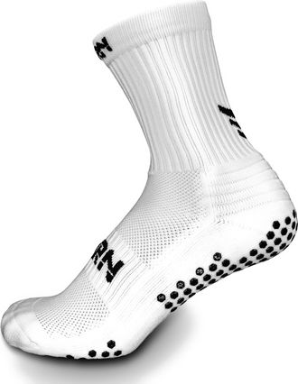 Torn Sports White with Black Midcalf Grip Sock UK 5-8