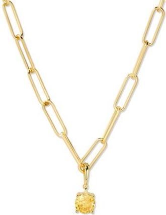 Brook & York Melrose Birthstone Pendant Paper Clip Chain Necklace in Gold at Nordstrom Rack