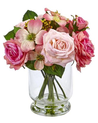 Nearly Natural Rose And Berry Arrangement