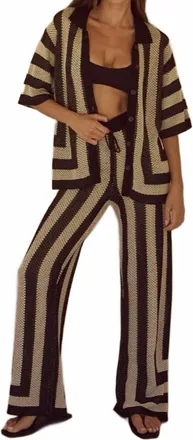Seven Wonders Womens Ziggy Crochet Pant In Black/sand
