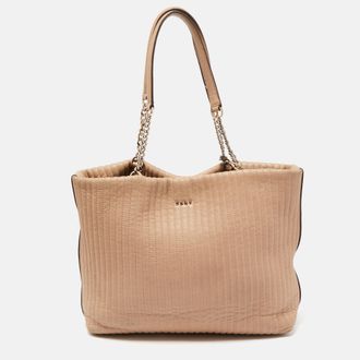 DKNY Dkny Beige Quilted Leather Chain Tote
