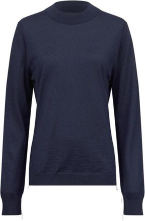 Maison Margiela Trui met boothals - Dames - Ronde hals truien - Blauw - XS - Wol - Truien & Vesten