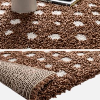 Sweeek Alfombra Interior Con Lunares Marrones Y Crema